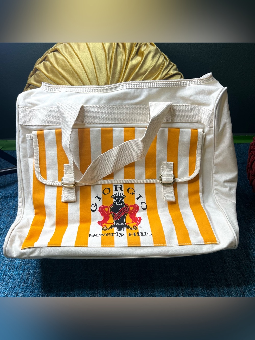 Vintage 1980s Giorgio Beverly Hills Heavy Duty Large Logo Canvas Weekender Bag